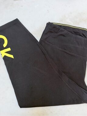 Calvin Klein Black Leggings with Yellow Logo 2X